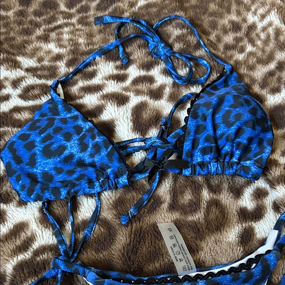 Vibrant Blue Animal Print Bikini - Picture 2 of 7